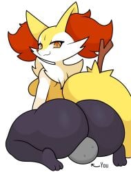 amber_eyes ambiguous_gender anon anthro ass big_butt black_body bodily_fluids braixen breasts duo facesitting female fur generation_6_pokemon grey_body hi_res huge_butt jutsapostion looking_at_another looking_back medium_breasts nintendo pokemon pokemon_(species) red_body red_fur repost shaded simple_background simple_shading sitting_on_another smile stick sweat sweatdrop tail thick_thighs white_background white_body white_fur yellow_body yellow_fur