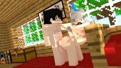 1boy 1boy1girl 1girls 3d abs areolae ass balls belly_bulge big_ass big_butt breasts female green_eyes grey_hair implied_penetration light-skinned_female light-skinned_male light_skin lucy_the_wolf male mine-imator minecraft minecraft_block mouth_open mystic100 mystic_(mystic100) naked nipples nude nude_female nude_male penis round_ass round_booty round_butt sex standing standing_sex straight wolf_girl