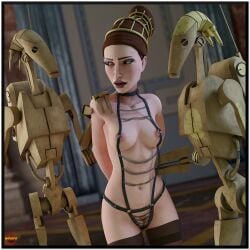 3d b1_battle_droid bad_end battle_droid bondage bondage_gear bondage_outfit captured functionally_nude functionally_nude_female padme_amidala robot robots snafusevsix star_wars star_wars:_the_clone_wars thigh_highs thighhighs