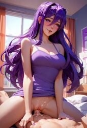 1boy1girl ai_generated bedroom female sex vaginal_penetration woman_on_top yuri_(doki_doki_literature_club)