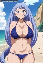 ai_generated aindroidparanoid ass beach big_breasts bikini blowjob blue_eyes blue_hair boku_no_hero_academia breasts busty cameltoe curvy fat_ass female female_only flirting hadou_nejire hips huge_breasts large_breasts long_hair my_hero_academia narrow_waist nejire_hado nipples outdoors slim_waist stable_diffusion superheroine voluptuous wavy_hair