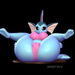 (artwork) 3d_(artwork) 3d_modeling 3d_print anthro black_eyes blue body breasts clothed clothing digital eeveelution female generation_1_pokemon genitals hi_res media nintendo nipples nonotoys pink_clothing pokemon pokemon_(species) presenting presenting_pussy pussy smile solo spread_legs spreading vaporeon