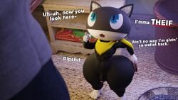 2boys 3d 3d_(artwork) aidenz anthro feline femboy fur human_on_anthro looking_up_at_another morgana_(persona) persona small_penis tagme thick_thighs uncle_aiden yaoi