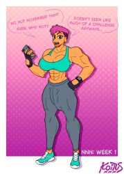 abs big_breasts breasts futanari koituskazam muscular muscular_female oc original_character penis penis_bulge workout_clothes