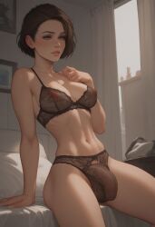 1futa ai_generated bra breasts bulge bulge_through_clothing dalan063 futanari jill_valentine lingerie panties resident_evil resident_evil_3 resident_evil_3_remake underwear