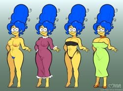 1girls 20th_century_fox 20th_century_studios alternate_costume black_bikini blue_hair breasts character_sheet cleavage curly_hair datsheabutta dress edit eyelashes feet female green_dress heels hi_res hips marge_simpson milkykau necklace nightgown nipple_bulge nipple_slip nipples nude pubic_hair purple_nightgown pussy shoes solo solo_female stomach the_simpsons translucent_clothing two_piece_swimsuit wedding_ring wide_hips yellow_skin