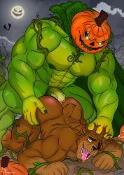 absurd_res andromorph dominant duo hi_res intersex jack-o'-lantern male male/male penetration power_bottom sondiker_(sondiker_fazbear) sondinker_fazbear's struggling