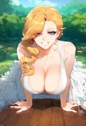 1girls ai_generated azur_lane big_breasts blonde_hair blue_eyes breasts female female_focus female_only hood_(azur_lane) huge_breasts large_breasts looking_at_viewer mature_female milf smiling smiling_at_viewer