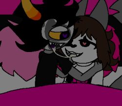 gamzee_makara heart_eyes homestuck lya lying_on_bed make_out tongue_out wet_tongue woken_up