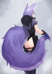 1girls ass big_ass fluffy_tail heavenly_ass provence_(arknights) purple_hair