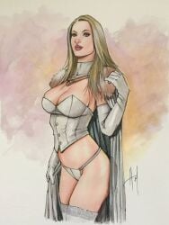 alex_miranda blonde_hair emma_frost lingerie marvel marvel_comics traditional_art traditional_media_(artwork) white_queen x-men