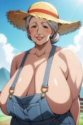 1girls ai_generated blue_sky breasts chubby chubby_female female female_only gilf grey_hair huge_breasts mature mature_female mature_woman original outdoors outside overweight silver_hair sky solo solo_female ultrahentaisai