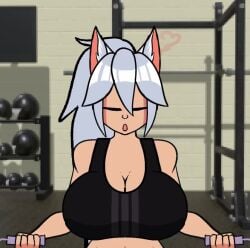 animal_ears animated big_breasts big_nipples bounce bouncing bouncing_breasts breasts closed_eyes crop_top huge_breasts jump_rope jumping kemonomimi mina_(tsn11) open_mouth see-through see-through_clothing silver_hair silver_wolf tagme transparent_clothing video wolf wolf_ears wolf_girl workout workout_clothes workout_clothing workout_equipment x-ray yunaka