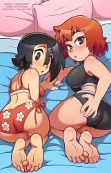 2girls asian bikini black_hair female female_only kim_pine knives_chau red_hair scott_pilgrim tagme the_other_half yellow_eyes