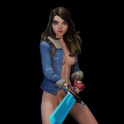 ass breasts breasts fortnite fortnite:_battle_royale jacket long_hair skye_(fortnite) sword