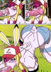 big_ass blonde_hair blowjob_face bunny_girl furry_female horse horsecock lfxtudio lully_pop muscle_girl pokemon pokemon_(species) pokephilia short_hair