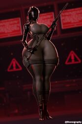 3d baton black_body blender bottom_heavy chaos_director_(fortnite) doonography faceless faceless_female female female female_focus female_only fortnite fortnite:_battle_royale goo goo_creature hourglass_figure looking_at_viewer low-angle_view skin_tight thick_thighs watermark weapon