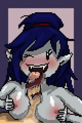 adventure_time black_eyes black_eyes_female black_hair black_hair_female blowjob blush licking licking_penis male_pov marceline marceline_abadeer marceline_the_vampire_queen oral oral_sex paizuri penis_lick penis_licking pixel_(artwork) pixel_art saliva saliva_drip saliva_on_penis shyn337gf spit titfuck titjob tongue tongue_job vampire vampire_girl