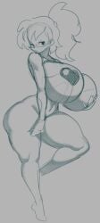 angstrom bikini bottomless huge_ass huge_breasts hyper_breasts monochrome