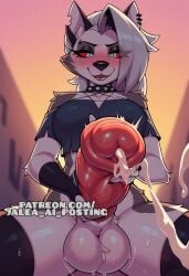 ai_generated cum cum_drip cumshot furry furry_female furry_futa futanari futanari_masturbation helluva_boss large_penis loona_(helluva_boss) masturbation