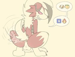 1boy 2018 all_fours anus ass back blush canine claws crouching fangs fur furry graedius grin half-closed_eyes looking_at_viewer looking_back lycanroc male male_only midnight_lycanroc motion_lines nintendo nude paws perineum pictographics pokémon_(species) pokemon pokemon_sm red_eyes red_fur red_sclera semi-anthro sharp_teeth simple_background smile solo spread_legs squatting tail tailwag teeth testicles video_games white_background white_fur