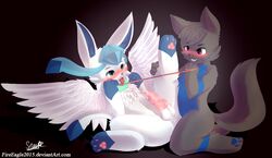 2boys alternate_color anus balls blush canine collar demon deviantart eeveelution furry gay glaceon heart hybrid kneeling knot leash male male_only mammal neroj nintendo original_character paws penis pokémon_(species) pokemon pokemon_(species) pokemon_dppt rope scarf senz sitting string testicles text tongue url video_games wings yaoi
