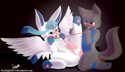 2boys alternate_color anal anus balls blush canine collar demon deviantart eeveelution frottage furry gay glaceon heart hybrid kneeling knot leash male male_only mammal neroj nintendo original_character paws penis penises_touching pokémon_(species) pokemon pokemon_(species) pokemon_dppt rope scarf senz sex sitting string testicles text tongue url video_games wings yaoi