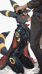 ai_generated anthro blowjob eeveelution furry latex_clothing latex_gloves pokemon pokemon_(species) umbreon