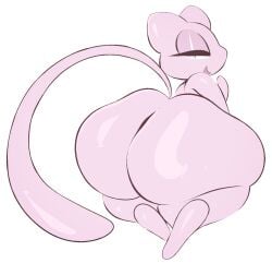 arizonathevixen ass_bigger_than_head ass_cleavage ass_dough bedroom_eyes bottom_heavy felid feline game_freak generation_1_pokemon half-closed_eyes hand_to_own_mouth huge_ass huge_hips long_tail looking_at_viewer looking_back low_res mew mew_(pokemon) mythical_pokemon nintendo pink_body pokémon_(species) pokemon pokemon_(species) shortstack simple_background smug white_background wide_hips