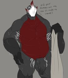 anthro black_skin booou english_text goliath_beetle horn male male_only monster musclegut red_skin