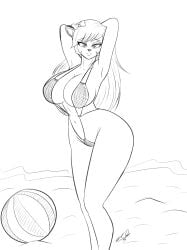 beach beach_ball big_breasts big_thighs bikini exocomics micro_bikini oc reindeer sensual sketch