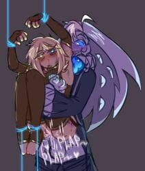 abused abused_male biting blood_in_mouth bloody_nose bruises clothed cookie_run cookie_run_kingdom pure_vanilla_cookie shadow_milk_cookie strings truthless_recluse victim