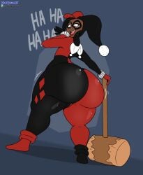 ass_focus big_ass big_ass_(male) big_butt bottom_heavy bottom_heavy_femboy bottom_heavy_male butt_focus dark-skinned_femboy dark-skinned_male femboy hammer harley_quinn_(cosplay) huge_ass huge_butt laughing mike_(cocoaking435) thetyrant