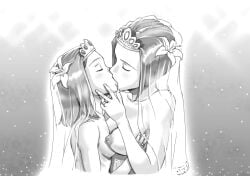 2girls age_difference bridal_veil bride bride_and_bride closed_eyes female flower_in_hair functionally_nude hand_on_breast hand_on_cheek hand_on_face incest incest_marriage kissing lesbian_marriage lesbian_wedding married married_couple milf mizuiro_megane mother_and_daughter older_female older_female_younger_female older_woman_and_younger_woman parent_and_child parent_and_daughter wedding_ring wedding_veil wife_and_wife younger_female younger_female_older_female yuri yuri_wedding