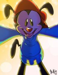 absurd_res animaniacs anthro bottomless clothed clothing digital_drawing_(artwork) digital_media_(artwork) hat headgear headwear hi_res kcnite looking_at_viewer male mammal penis_silhouette wakko_warner warner_brothers