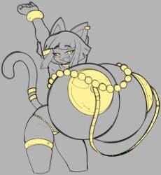 angstrom anthro cat_ears cat_tail catgirl feline gold_(metal) gold_jewelry huge_breasts hyper_breasts jewelry