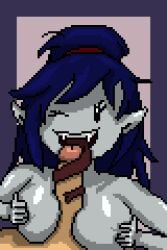 adventure_time black_eyes black_eyes_female black_hair black_hair_female blowjob licking licking_penis male_pov marceline marceline_abadeer marceline_the_vampire_queen oral oral_sex paizuri penis_lick penis_licking pixel_(artwork) pixel_art shyn337gf titfuck titjob tongue tongue_job vampire vampire_girl