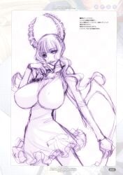 1girls 2010 big_boobs big_breasts big_tits black_rock_shooter boobs breasts dead_master demon_girl female horns japanese_text magaki_ryouta only_female sketch smile text tits