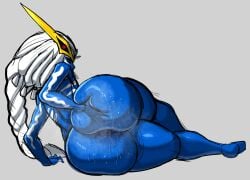 1boy 1femboy babyhunt big_ass_(male) black_sclera blue_body blue_skin bottom_heavy bottom_heavy_femboy bottom_heavy_male da_ra_ra_ra femboy gripping_ass huge_ass huge_butt male male_only presenting presenting_anus presenting_hindquarters solo solo_male sweat sweaty sweaty_ass sweaty_butt thick_thighs voluptuous voluptuous_male white_hair wide_hips