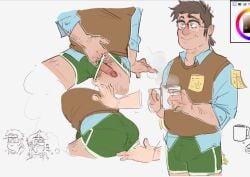 2boys fiddleford_mcgucket fingering fingering_through_clothes gay gay_fingering gravity_falls penis penis_out pulling_clothing shorts stanford_pines vilyahorny