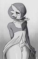 1boy blush cum erection femboy gardevoir gardevoir_dad_(drunkoak) girly jlullaby male male_gardevoir male_only male_pokemon monochrome nintendo penis pokemon pokemon_(species) pokemon_rse precum solo testicles trap