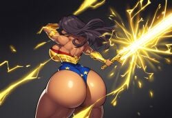 ai_generated ass big_ass dat_ass dc dc_comics female huge_ass lightning mullon novelai solo superheroine sword that_ass_was_fat wonder_woman wonder_woman_(series)