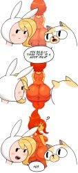 2d 2d_(artwork) 2d_artwork ? adventure_time ass blonde_hair breasts cake_the_cat cartoon_network female fionna_and_cake fionna_the_human_girl flame_princess hair idler_r pantylines tagme thick thick_ass thick_hips thick_legs thick_thighs wide_ass wide_hips wide_thighs