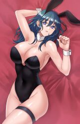 alternate_costume blue_eyes breasts bunny_ears bunny_girl bunnysuit byleth_(female)_(fire_emblem) byleth_(fire_emblem) byleth_(fire_emblem)_(female) female female_only fire_emblem fire_emblem:_three_houses fully_clothed hazuki_(nyorosuke) nintendo revealing_clothes solo teal_hair