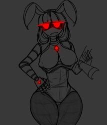 1girls 1robot_girl 2d black_and_white breasts bunny_ears doll_(murder_drones) fanart female female_only glitch_productions humanoid line_art madlness murder_drones nipples no_bra red_eyes red_light robot robot_girl robot_humanoid screen_face short_hair solo thick_thighs thighs