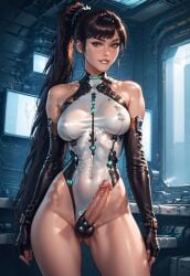 1futa ai_generated bodysuit dollar_ai eve_(stellar_blade) futanari stellar_blade zero_suit