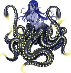 1girls areolae blue_body breasts female female_focus female_only fully_nude game_cg glowing_eyes glowing_tentacles lumiren_(monster_girl_dreams) medium_breasts monster_girl monster_girl_dreams nipples nude nude_female pussy scales sea_monster solo tagme tentacle tentacle tentacle_monster vagina