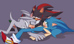 double_oral faptor gay oral penis shadow_the_hedgehog silver_the_hedgehog sonadow sonic_(series) sonic_the_hedgehog threesome