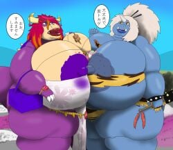 alythewolfcat anthro aoi_hikawa aoi_oni_(crescent-blue-zero) areola asian_mythology big_areola big_breasts big_nipples breasts demon duo east_asian_mythology female hi_res huge_areola huge_breasts huge_hips huge_nipples huge_thighs hyper hyper_breasts hyper_hips japanese_mythology japanese_text jewelry koopa lips mario_(series) mythology nintendo nipples oni scalie skimpy_dress text thick_lips thick_thighs wide_hips yokai