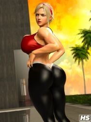 1girls 3d ass big_ass big_breasts blonde_hair breasts female female_only hagiwara_studio headband hi_res high_resolution highres lidia_sobieska namco ponytail prime_minister solo sports_bra sportswear tagme tekken tekken_8 thick_thighs tights